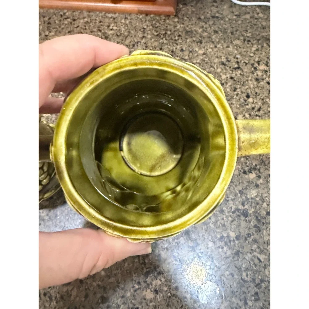 Vintage Japan Green Fruit Majolica Teapot and Instant Coffee Canister Set